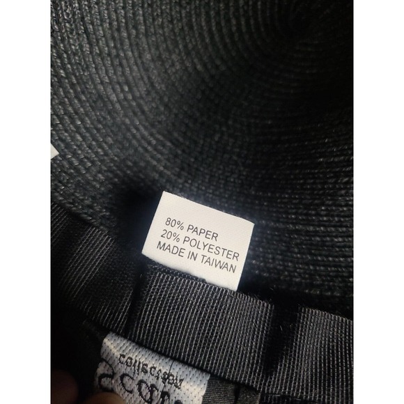 NWT Scala Black Foldable Summer Beach Wide Brim Sun Straw Hat Womans One Size - Picture 5 of 5
